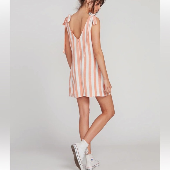 Volcom romper tie shoulder striped guava small peach summer - Picture 2 of 12